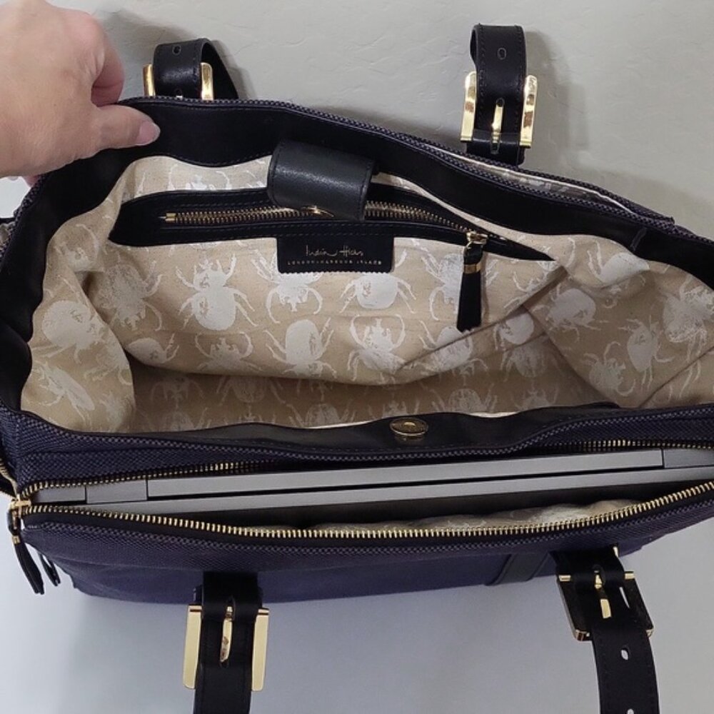 India Hicks Duchess of Windsor Laptop/Briefcase Leather Trim Handles - Picture 5 of 15